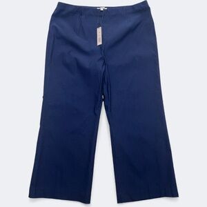 NIC+ZOE Pants Womens 16 Blue Navy Wide Leg Polished Wonder Stretch Crop Pull Ons